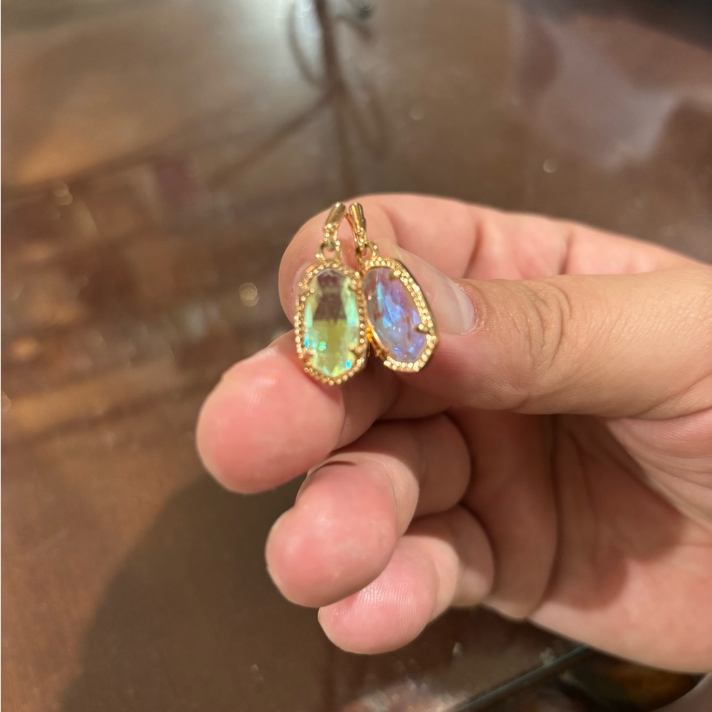 Kendra Scott rose gold dichroic glass earrings